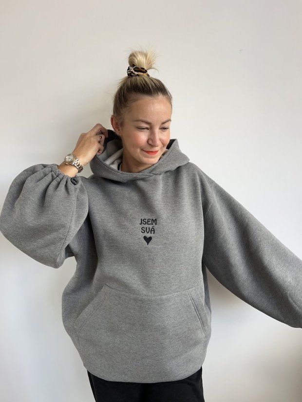 JSEM SVÁ mikina - Barva: Šedá, Velikost: UNI