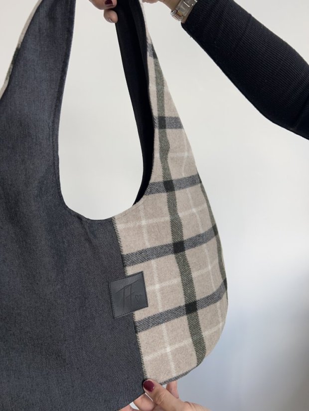 Denim&Vlna BAG - Barva: Černý denim a kostka