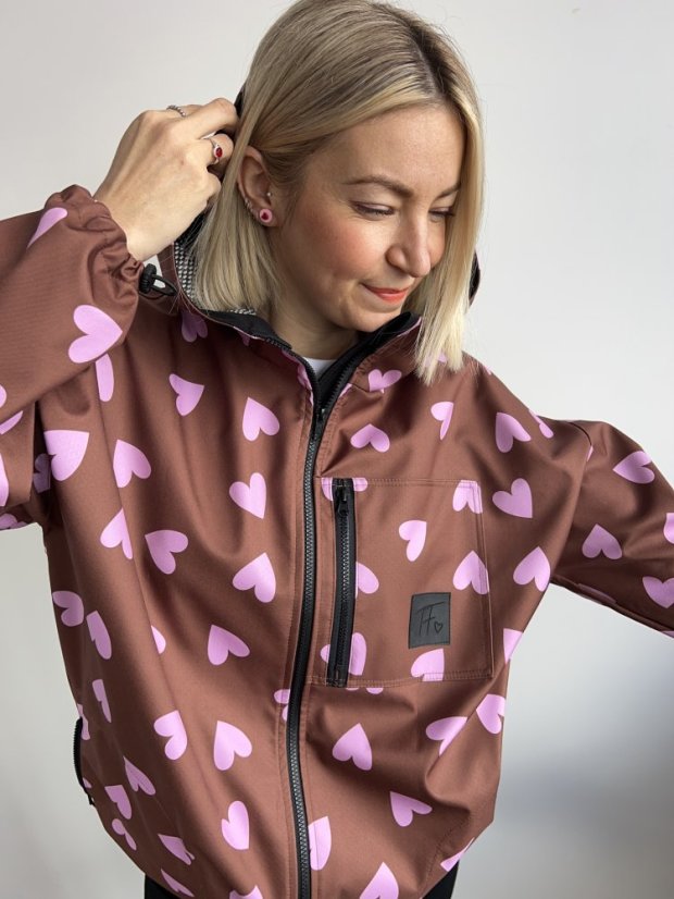 Jarní softshellka SRDCE HNĚDÁ