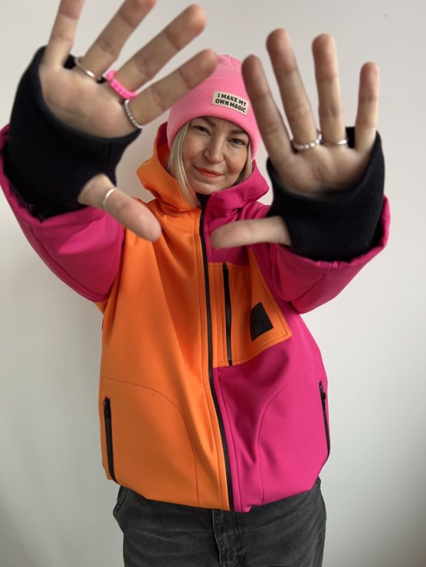 Softshellka Oranžovo&Růžovka - Barva: Oranžovo&Růžovka, Velikost: XS