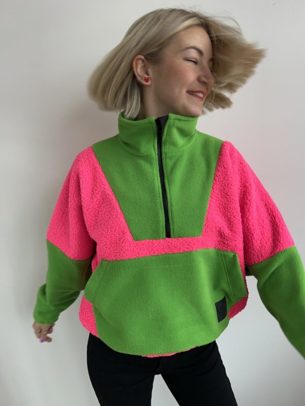 Mikina NEON - Barva: Zeleno&Růžovka, Velikost: UNI