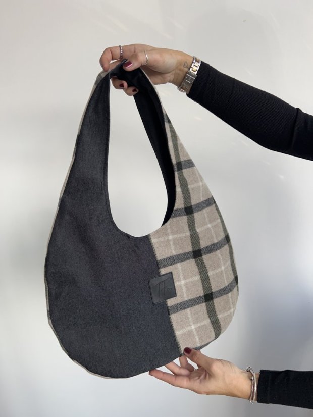 Denim&Vlna BAG - Barva: Černý denim a kostka