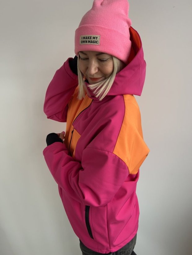 Softshellka Oranžovo&Růžovka - Barva: Oranžovo&Růžovka, Velikost: XS