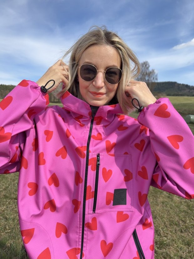 Jarní softshellka SRDCE RŮŽOVKA - Barva: Růžovka, Velikost: XS