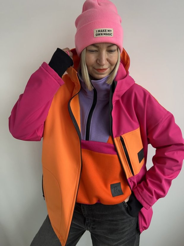 Softshellka Oranžovo&Růžovka - Barva: Oranžovo&Růžovka, Velikost: XS