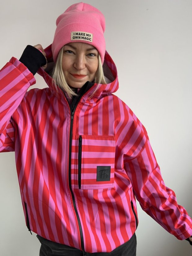 Softshellka Červeno&Růžovka - Barva: Červeno&Růžová, Velikost: UNI