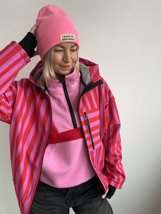 Softshellka Červeno&Růžovka - Barva: Červeno&Růžová, Velikost: UNI