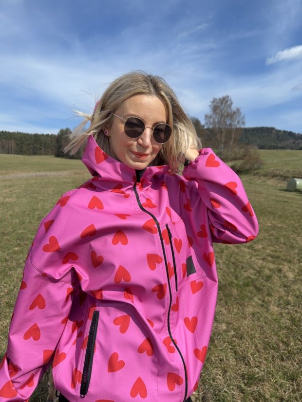 Jarní softshellka SRDCE RŮŽOVKA - Barva: Růžovka, Velikost: XS